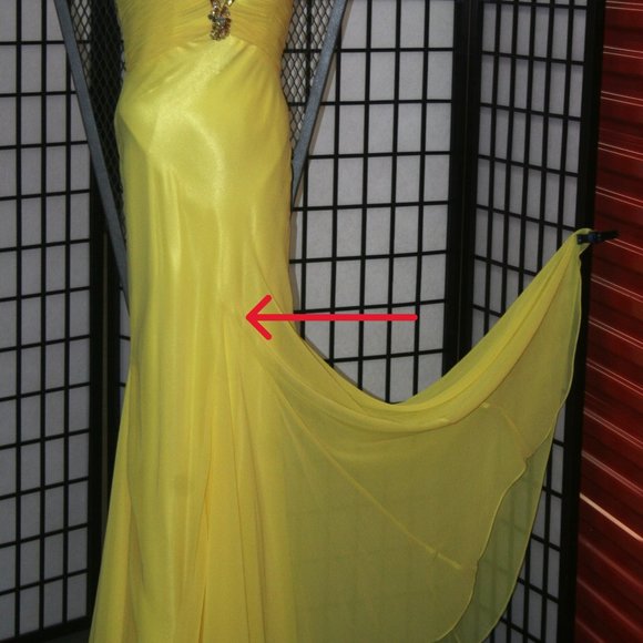 Sunshine Yellow Gown with Jewelled Sheer Back - Picture 11 of 11